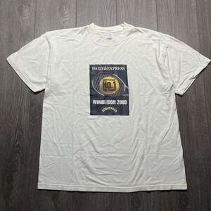 Vintage Daily Express Wimbledon 2000 Robinson T Shirt White XL Tennis Sport Prep